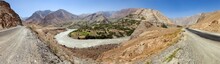 Panj River, Pamir Mountains And Pamir Highway.