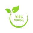 Natural leaf icon. 100% naturals vector image