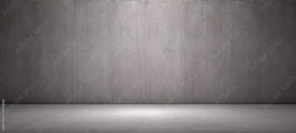 Concrete Background Empty Room with Wall and Stone Floor - obrazy, fototapety, plakaty 
