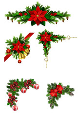 Christmas decorations with fir tree golden jingle bells