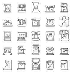 Wall Mural - Automatic coffee machine icons set. Outline set of automatic coffee machine vector icons for web design isolated on white background