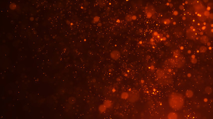 Fototapete - Dust particles. Abstract background of particles. Fire flying sparks. 3d rendering.