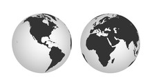 Eastern And Western Hemispheres Of The Planet Earth. Globe Icon