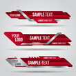 © Chitsanupong - Lower third red design template modern contemporary. Set of banners bar screen broadcast bar name. Collection of lower third for video editing on transparent background.
