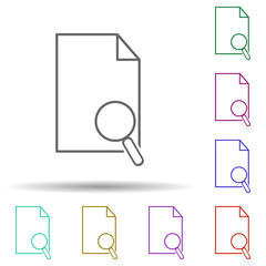 Canvas Print - Paper and magnifier multi color icon. Simple thin line, outline vector of web icons for ui and ux, website or mobile application