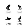 set of falcon black logo icon design vector illustration