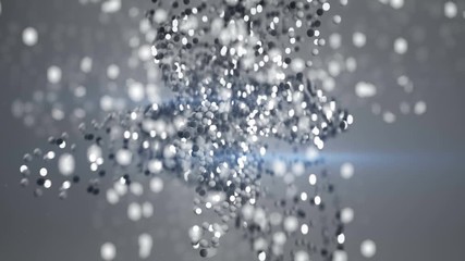 Wall Mural - dynamic shape of flying gray spheres. abstract sci-fi concept. seamless loop 3d render animation ren