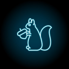 Squirrel Blue Neon Icon. Simple Thin Line, Outline Vector Of Autumn Icons For Ui And Ux, Website Or Mobile Application