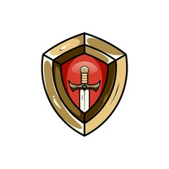 shield gaming mascot sword design vector