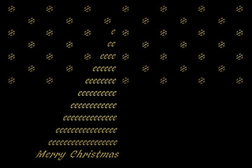 Poster - inscription merry Christmas in gold letters Christmas tree on a black background