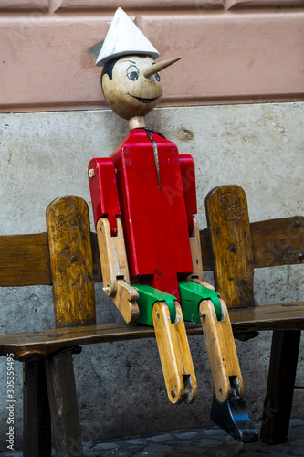 Pinocchio on a bench