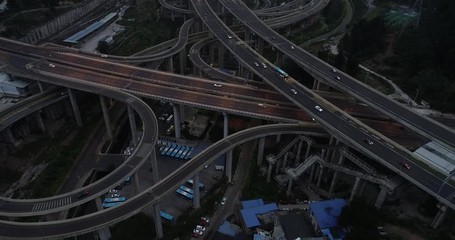Sticker - aerial view of buildings and highway interchange in dawn in Guiyang, China