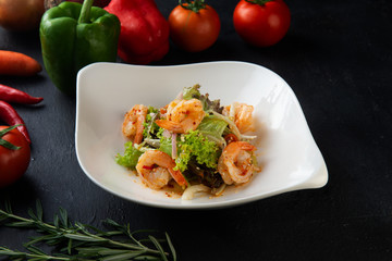 Sticker - Fresh salad plate with shrimp, tomato and mixed greens