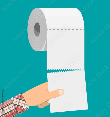 Fotomural White roll of toilet paper and hand