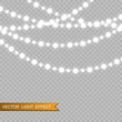 © NAUM - Christmas bright, beautiful lights, design elements. Glowing lights for the design of Christmas greeting cards. Garlands, light Christmas-tree decorations.