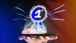 © Production Perig - Businessman using a smartphone with a Hand drawn reward for the number one