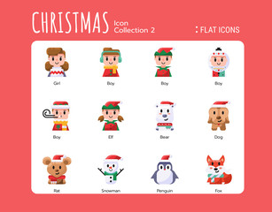 Wall Mural - Flat Icons Style. Christmas Avatar for web design, ui, ux, mobile web, ads, magazine, book, poster.