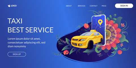 Web page design template for project delivery, transport, taxi. Modern vector illustration concepts.