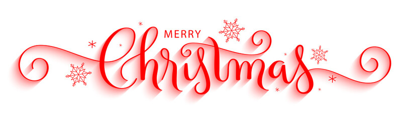 merry christmas red vector brush calligraphy with flourishes