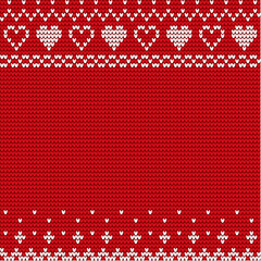 Embroidery with Christmas elements vector. Hearts and lines, stars and abstract decoration. Empty banner, embroidered ornaments. Celebration of winter holidays flat style illustration design