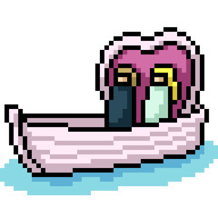 Canvas Print - vector pixel art romance boat