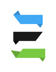 Wall Mural - three banners blue black and green color. banners, isolated on white background. banners tags or lab