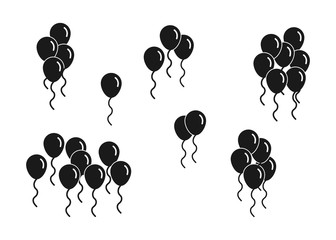 Wall Mural - bunch balloons isolated. black balloons vector icons collection. balloons vector icons for web desig