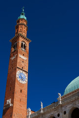 Bissara Tower with blue sky, completed in the 15th century, it's the tallest building in Vicenza (with copy space)