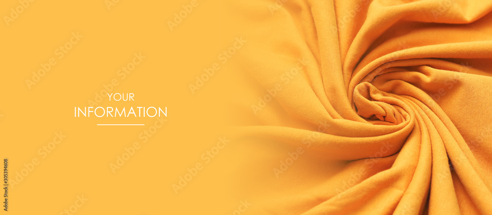 Texture of the fabric swirling in a whirlpool. Orange cloth background. Web article template. Long header banner format. Sale coupon. Visit card. Your information. Text space. - obrazy, fototapety, plakaty 
