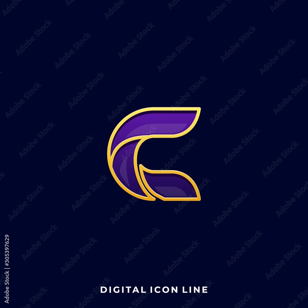 Letter C Digital Icon Colorful Illustration Vector Design Template ...