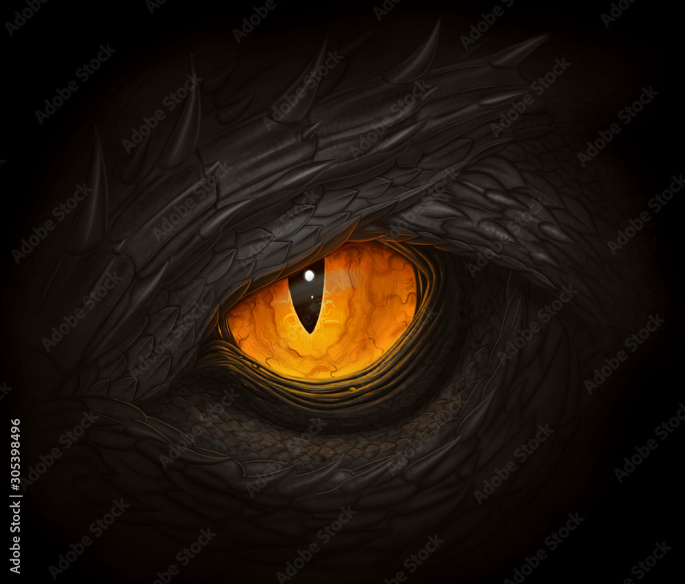 Black dragon eye - obrazy, fototapety, plakaty 