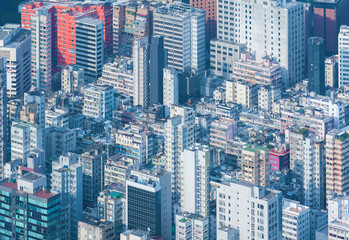  Aerial view of downtown of Hong Kong city