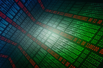 2d illustration abstract digital binary data on computer screen