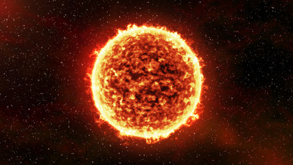 Wall Mural - The Sun burning brightly on a stellar background. Computer generated illustration.
