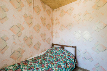 Russia, Moscow- July 08, 2019: interior room apartment. standard repair decoration in hostel