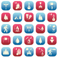 Wall Mural - Set of travel and camping equipment icons