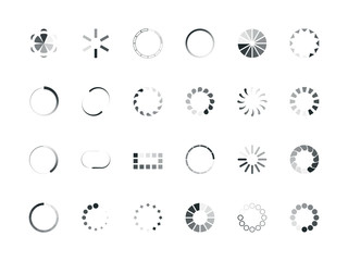 Wall Mural - loading circles. user interface design objects buffering process upload percent elements progress ba