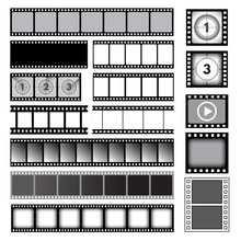 Movie Tape. 35mm Photo Strip Film Camera Frames Picture Vector Collection. Cinema Reel Frame Template, Photo Strip Image Film, Video And Media Illustration