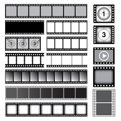 Sticker - Movie tape. 35mm photo strip film camera frames picture vector collection. Cinema reel frame template, photo strip image film, video and media illustration