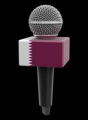 Wall Mural - Microphone with Qatar flag. Image with clipping path