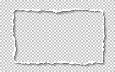 torn white paper frame with soft shadow is on squared background. vector illustration