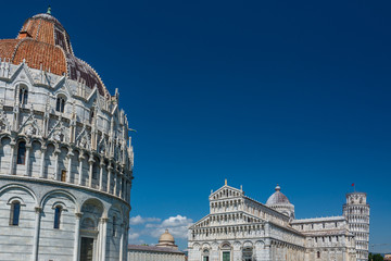 Wall Mural - The Pisa Baptistery with the Cathedral and Leaning Tower of Pisa