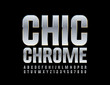 © Popskraft - Vector Chic Chrome Font. Stylish Silver Alphabet Letters and Numbers.