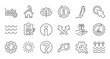 © blankstock - Waves, Whistle and Global warming line icons. Signature, Analytics and Question mark. Linear icon set. Quality line set. Vector