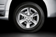 Silver Alloy wheel and brake on tyre