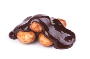 Sticker - sweets poured with chocolate on a white background