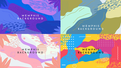 Wall Mural - set of 4 pop art style backgrounds. vector abstract illustration. wallpapers collection. website tem