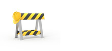 Under Construction White Wide Banner. Street Sign No Crossing. 3d Illustration.
