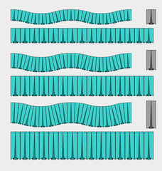 Wall Mural - box pleats ruffle trim fashion brush set vector colorable by stroke color