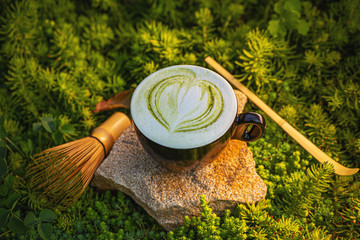 Canvas Print - Cup of matcha green tea latte